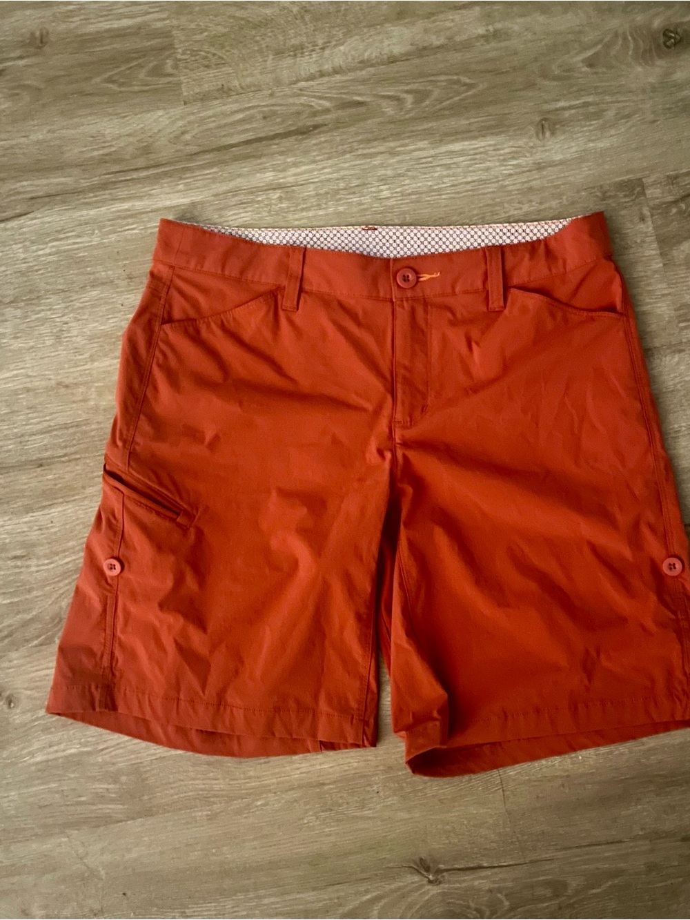 Orvis Womens 8 Rust Orange Nylon Spandex Stretch Hiking Utility Shorts